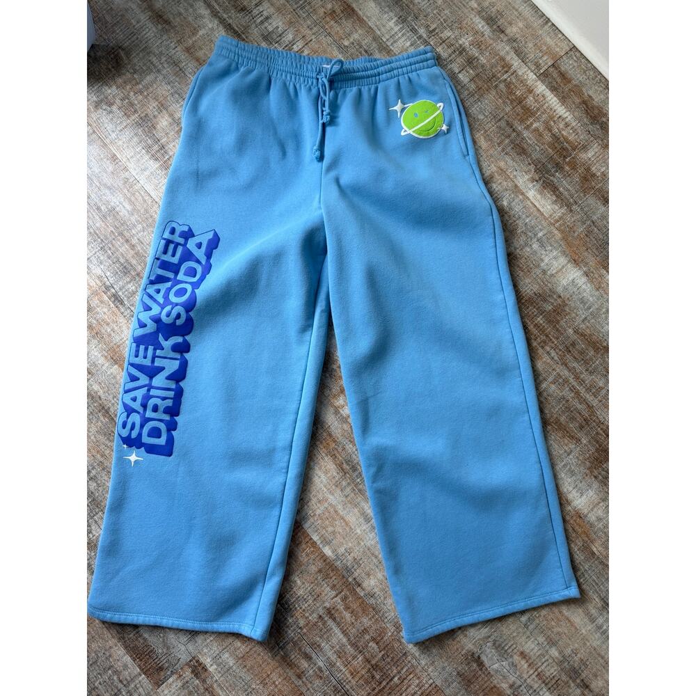 NWOT Poppi Graphic Print Sweat Pants XL Save Water Drink Soda, Preppy Lounge